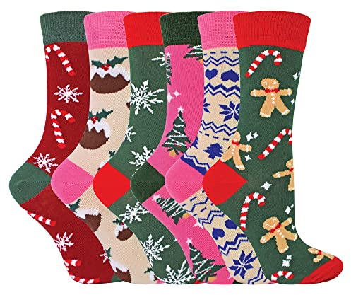Ladies Christmas Socks | Sock Snob | Womens Colourful Novelty Design Xmas Socks | Gift for Her