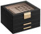 SONGMICS Caja de Joyas, Caja Joyero de 3 Niveles, Estuche de Joyería, Tapa de Cristal, con 2 Cajones, Gran Capacidad, Estilo Moderno, Idea de Regalo, Negro Grafito y Dorado JBC239B03
