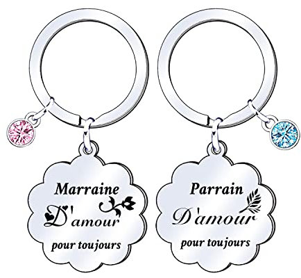 GULRK Porte-clés Parrain et Marraine Cadeau Parrain Marraine Porte Clé Annonce Parrain Marraine Cadeaux, Porte Clef Porte-clés comme Cadeau Baptême pour Parrain Marraine Demande Argenté L