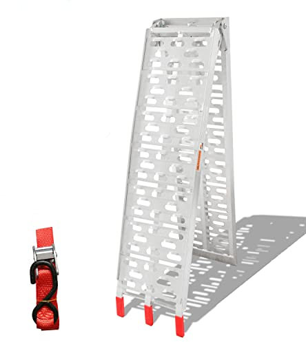 Gimisgu 1x Auffahrrampe Faltbare Laderampen für Motorrad ATV aus Aluminium Verladerampe Klappbar Rampe mit Spanngurt Antirutsch bis zu 340 kg