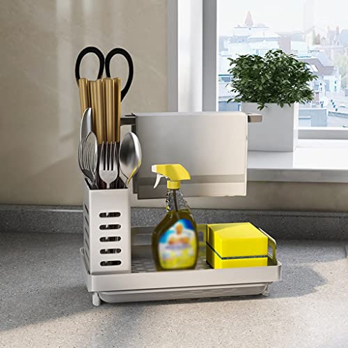 Escurridor de Esponja para Fregadero de Acero Inoxidable, Estante de Trapo, Utensilios de Cocina, Estante de Tela para Platos con Bolas de Alambre de Acero