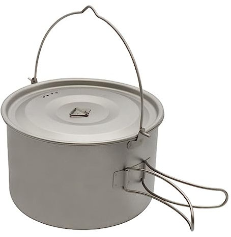 Lixada 1,8 l/3 l Titan-Topf, Ultraleichter Camping Hängetopf mit Deckel und Faltbarem Griff, Camping Suppentopf für Camping, Wandern, Rucksackreisen, Picknick