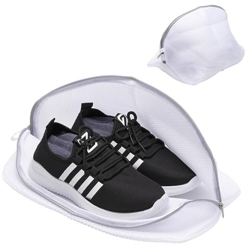 Sacchetti per Lavare Scarpe, Set da 2, Riutilizzabili con Rete per Lavare Scarpe, Zip per le Scarpe, Sacchetti per Lavatrice per Scarpe, Adatti a Scarpe da Ginnastica, Calzini, Reggiseni