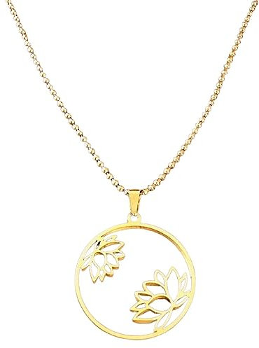 MEIN MANTRA by alexa LOTUSBLUMEN Anhänger mit Kugel-Kette 60 cm Edelstahl Hypoallergen in gold