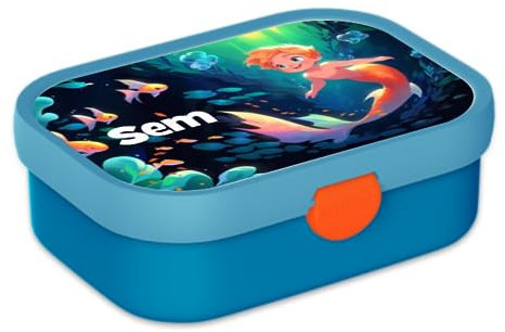 Mepal Bento Lunchbox Campus Meerjungfrau - Personalisierte Brotdose mit Namen für Kinder - Bento-Fach & Gabel - Meal Prep Box Clip-Verschluss - BPA-frei & Spülmaschinenfest - 750 ml - Jungen