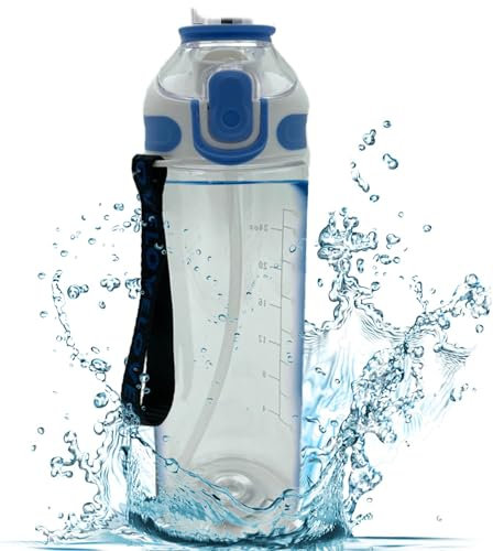 Smart Design Sip on Ergonomic Clear 800ml Water Bottle - Leakproof, BPA-free, Carry / Hook on Clip, Lock Mechanism, Gym, Home, Office, Sports Drink, Juices, Drinks, Outdoor, Biking, Hiking, Camping