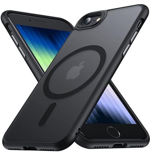 FNDMIL [NO.1 Magnetisch] für iPhone SE 2022/SE 2020/8 Hülle mit MagSafe[Durchscheinend Matt][Anti-Fingerabdruck][Militär Stoßfest]Dünn Hardcase mit Silikon für iphone SE 2./3. Generation Hülle,Schwarz