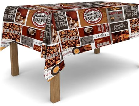 Banzaii Tovaglia in PVC Cerata Antimacchia Resistente a Sole e Intemperie Facile Da Tagliare Nella Misura Che Vuoi - Espresso 140x500 cm