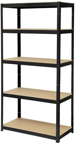 Toolcraft TO-8689791 Schwerlastregal 265 kg (B x H x T) 900 x 1800 x 450 mm Metall, MDF matt Schwarz Holzboden