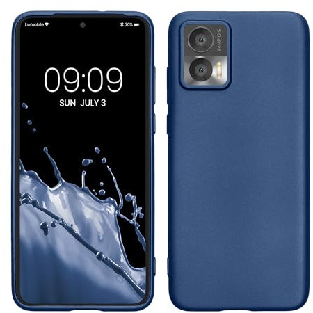 kwmobile Case kompatibel mit Motorola Edge 30 Neo Hülle - Schutzhülle aus Silikon metallisch schimmernd - Handyhülle Metallic Blau