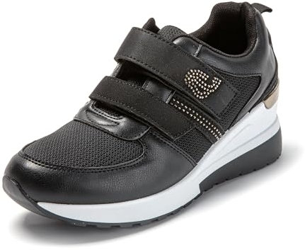 JOMIX Basket Scratch Femme Sneakers Wedge Chaussures Compensées Femme Chaussures de Sport Confortable (Noir, 39)