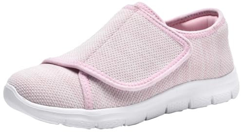 Eagsouni Chaussures Diabétiques pour Femmes Extra Larges Respirant Sandales de rééducation Chaussures de Bandage Personnes Âgées Soulagement De La Douleur Au Pied Rose 38 EU