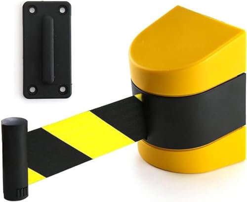 JDKMNE Barrière Rétractable à Montage Mural, Cordon de Ruban Sécurité pour File D'attente, Bande D'isolation pour Barrière de File D'attente Contrôle des oules(5m/16.5ft)