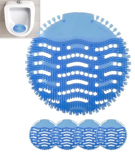 4 Pcs Urinal Screen Deodorizer Mats, Urinal Splash Guards, Anti-Splash Urinal Blocks, Long Bristle Anti-Splash Urinal Mats, Odour Neutraliser Urinal Splash Guards, Anti-Clogging Urinal Mats