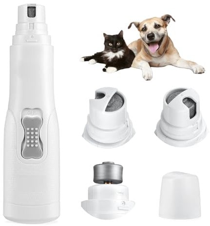 Brifit Dog Electric Nail File Grinders, Ultra Quiet Pet Nail Trimmer, Pet Nail Clippers with Long Working Time, Nail Grinder for Dogs, Cats, Pet and Other Medium & Small Pets