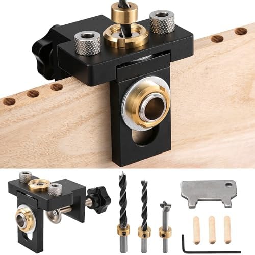Pocket Hole Jig Kit, 3 in 1 Woodworking Doweling Jig Adjustable Width Woodworking Joints Tool Drill Guides Locator for Woodworking Exact Dowel Holes DIY