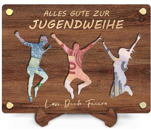 Alles Gute zur Jugendweihe Geldgeschenk - Geld Geschenke aus Holz inkl. Ständer zum Geburtstag Hochzeit Reise Geldgeschenke Verpackung Mit Grußkarten