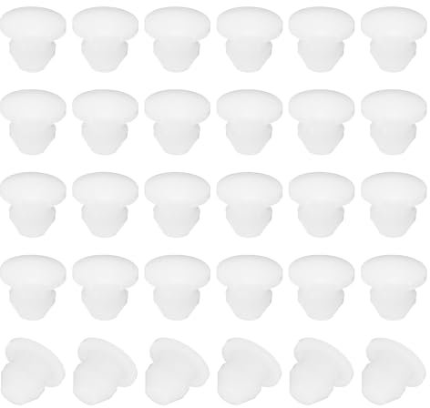 PATIKIL 4.5mm Diameter Silicone Round Snap, 30 Pcs in Type Locking Furniture Hole Plug Button Protective Cover Cap Head Fit for 2.5-4.5mm Hole for Seal Bulkhead Cylinder Hole, White