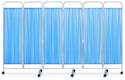 YQBDCKEDU Freistehender Sichtschutz, zusammenklappbarer mobiler Raumteiler mit wasserdichtem Nylon-Seidentuch für Krankenhaus-, Spa-Labor, 3/4/5/6 Paneele, Betttrennwand / 6 Paneele
