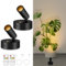 lobolighting Wireless Indoor Spot Lights with Remote, 2Pack Battery Operated Spotlights Black Up Lights LED Picture Accent Light with Timer, Dimmable Uplighting Stick on Wall Light for Plant Artwork