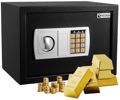 Ecosa Elektronischer Tresor mit Kombinationsschloss und Schlüssel - Hotelsafe, Möbeltresor, Wandtresor für Zuhause und Kinder - Elektrischer Safe