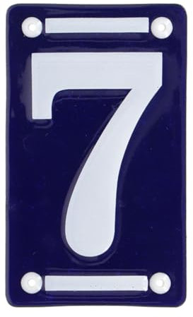 MAISONICA French Blue & White Number Door Numeral - Traditional Embossed Enamelled Sign Plaque - No 7
