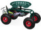 Relaxdays fahrbarer Gartensitz, höhenverstellbar, 150 kg, Stauraum, Rollsitz für Gartenarbeit, Stahl, Luftreifen, grün