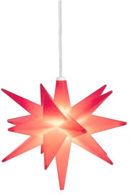 Bonetti Weihnachtsstern ca. Ø 12 cm im 3D Design beleuchtet zum Hängen | ideal als Fenster-Stern für innen und außen | aus robustem Kunststoff | batteriebetrieben | Timer