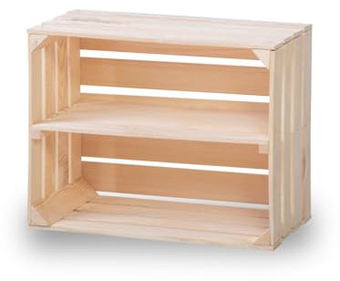 Neue Obstkisten mit Mittelbrett Holzkisten Weinkisten Apfelkisten Kommode Regal Natur 50x40x30cm