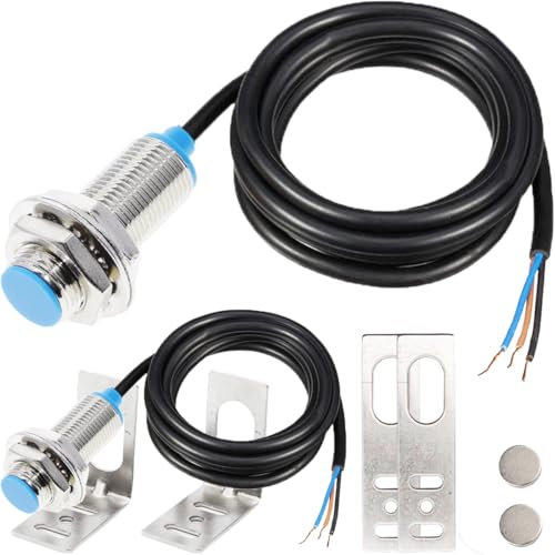 DAOKAI Sensor de proximidad inductivo NJK-5002C Detector de proximidad magnético con sensor Hall de 10 mm de distancia Normalmente abierto DC 5-30V M12 con soporte magnético M12 paquete de 2