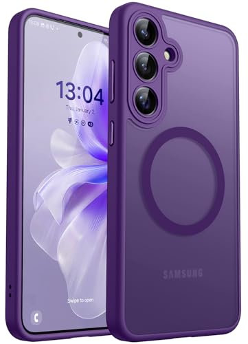 CANSHN Magnetica Cover per Samsung Galaxy S25 (6.2 Pollici), [Protezione Completa Della Fotocamera] Custodia Traslucida Opaca Protettiva Sottile Antiurto,Viola Profondo