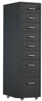 aktenschränke Aktendaten-Organizer aus Metall, multifunktionaler Büro-Schubladenschrank, 8-lagiger Aktenschrank mit großer Kapazität und Schloss büroschrank(Schwarz)