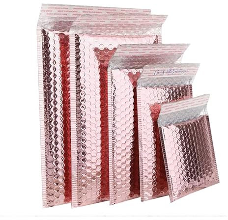 Enveloppes matelassées, Sacs rembourrés en feuille métallique or Rose, 10 pièces/8 tailles, sacs postaux aluminisés, emballage cadeau, enveloppes d'expédition rembourrées(Rose Gold-35x30cm)