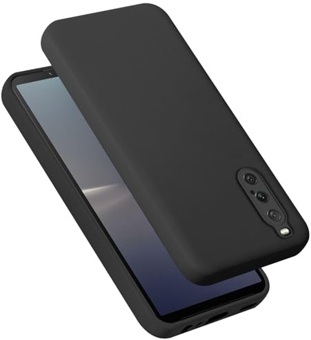 Cadorabo Hülle kompatibel mit Sony Xperia 10 V Hülle Silikon Handyhülle für Xperia 10 V Case aus flüssigem Silikon- Kratzfeste und stoßfeste dünne TPU Schutzhülle - Liquid SCHWARZ