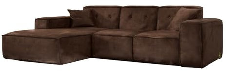 Friderik Ecksofa LUGA L 266 cm mit Knopfheftung – Elegantes und Komfortables Ecksofa aus GOBI-Stoff (Gobi 04, Links)