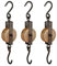 Posiwio 3tlg. Dekoseilwinde aus Holz und Eisen Landhaus Dekoration Haken L29cm