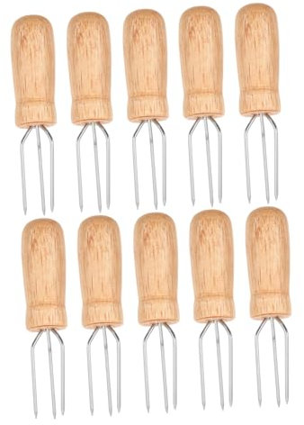 Toyvian 10stücke Teiliges Corn Cob Halter Set Aus Edelstahl Mit Dreizackigem Design Und Holzgriff Wiederverwendbare Maiskolbengabeln Für Grill BBQ Obst Und Gemüse Sicheres Greifen Beim Cam