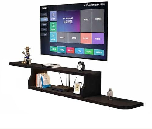 Soporte De TV Flotante Wjx, Consola Multimedia con Estante De Almacenamiento, Gabinete De TV Montado En La Pared, Soportes De Televisión, Estante Montado En La Pare, Black, 150x20x15cm
