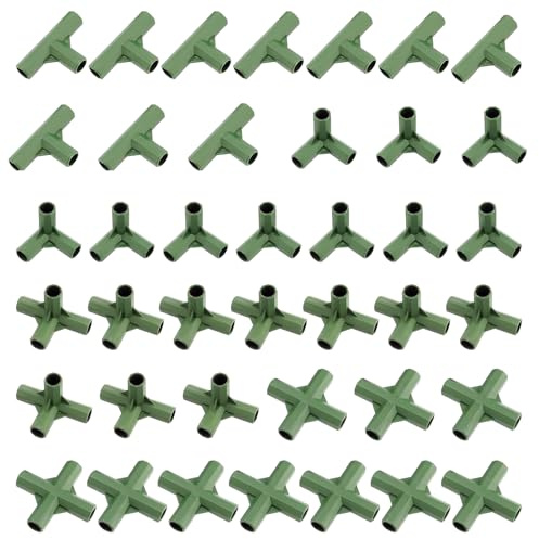 Sanmum 40pcs 4 Types 11mm/16mm Greenhouse Frame Connectors PVC Building Fitting 3 Way 4 Way Furniture Corner Tube Connector Stable Support Cane Connectors (0.43 Inch 11mm)