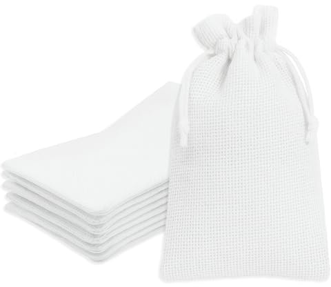 Mandala Crafts 10X12 Inch White Burlap Drawstring Gift Bags for Favors - 20 Large Linen Sacks Gift Pouches for Candy, Coffee, Jewelry, Wedding, and Party Supplies