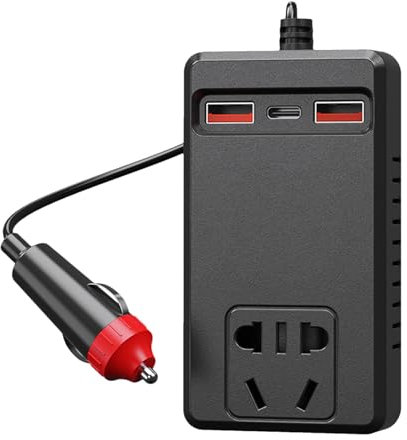 Inversor de Coche Toma de Corriente | Convertidor 220V para Automóvil | Transformador con Control de Temperatura Enchufe Portátil para Batería Portátil Vehículo Acampada