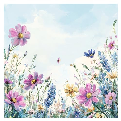 cukol cukol Kreuzstich Set Vorgedruckt Erwachsene, Stickbilder 30x30 cm | Stickpackungen mit 11ct, Kreatives Bastelset Hobby zum Sticken für Frauen, Stickset für Diy Home Deko, Blume Motiv