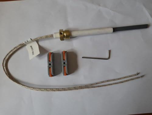 Bougie d'allumage pour poêles à granulés au quartz, 120 mm à 155 mm, réglable 230 V 250 W moins de consommation de bride G-3/8 Température jusqu'à 1300 degrés C°