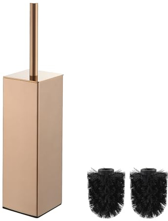 BGL 304 Stainless Steel Toilet Brush with Square Holder, Rose Gold, Rust-Resistant Freestanding Stand for Bathroom or Hotel Use
