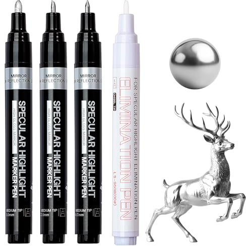 Resiners 3 Stück Silberne Chrom-Farbstifte, Ölbasierte Permanente Spiegelstifte, Reflektierende Kunststifte für Kunststoff, Metall, Glas, Epoxidharz, Ideal für Fahrrad- & Modellmalerei