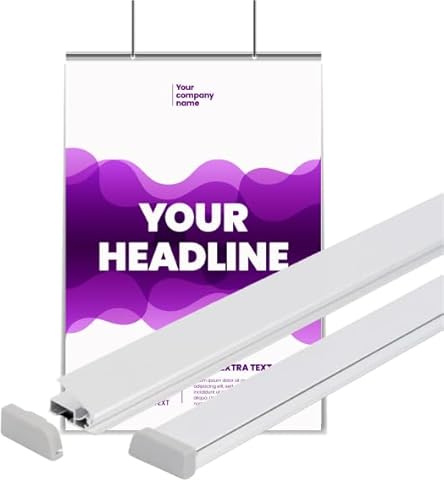 Profi Aluminium Posterleisten Set 120 cm - Premium Klemmschiene für große Poster & Landkarten - Snap-System Klappleiste - Silber eloxiert