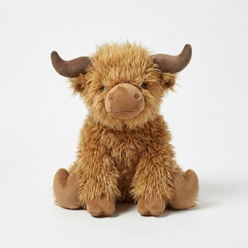 HOMESCAPES Luxe Fabric Door Stop Highland Cow, Brown Novelty Door Stop Weight, Decorative Cute Fluffy Heavy Rustic Soft Weighted Stopper for Floor - Living Room, Home, Office, Children's Room