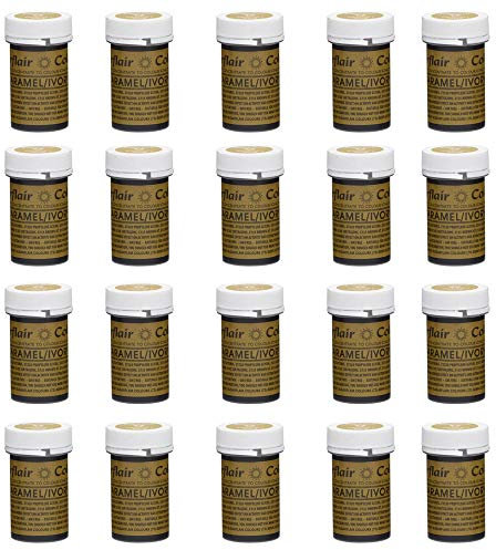 Sugarflair Spectral Caramel/Ivory Food Colouring Paste, Highly Concentrated for Use with Sugar Pastes, Buttercream, Royal Icing or Cake Mix, Vibrant Colour Dye - 25g (Pack of 20)