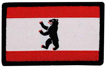 Café Viereck ® Bundesland Patch Berlin Flagge Gewebt mit Klett – 6 cm x 3,7 cm