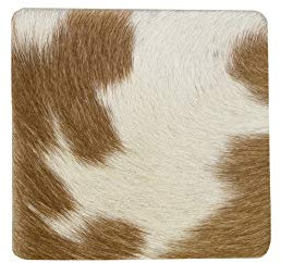 Mars & More - Untersetzer, Glasuntersetzer - eckig - echtes Kuhfell - Unikat - Braun Weiß - 9 x 9 cm - 1Stück